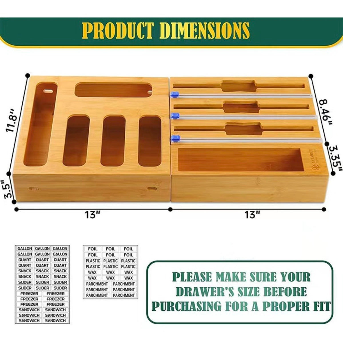 9in1 Bamboo storage bag organizer