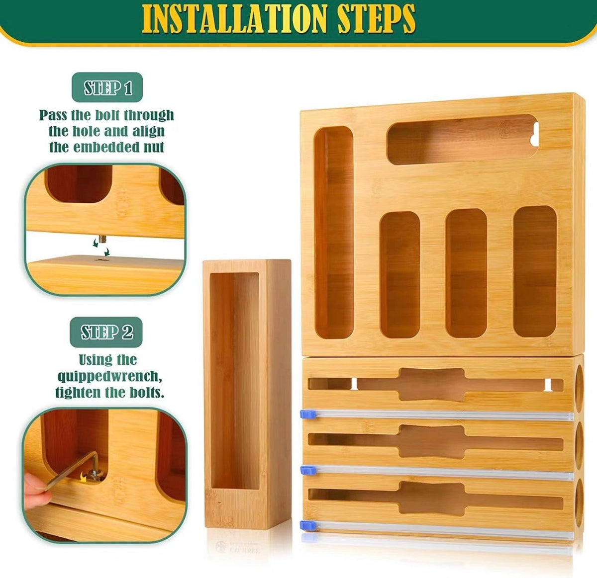 9in1 Bamboo storage bag organizer